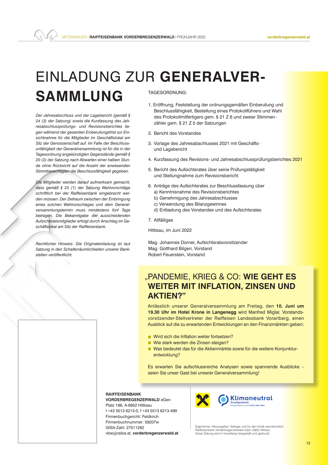 Vorschau MiZ Frühjahr 2022 Vorderbregenzerwald Seite 12